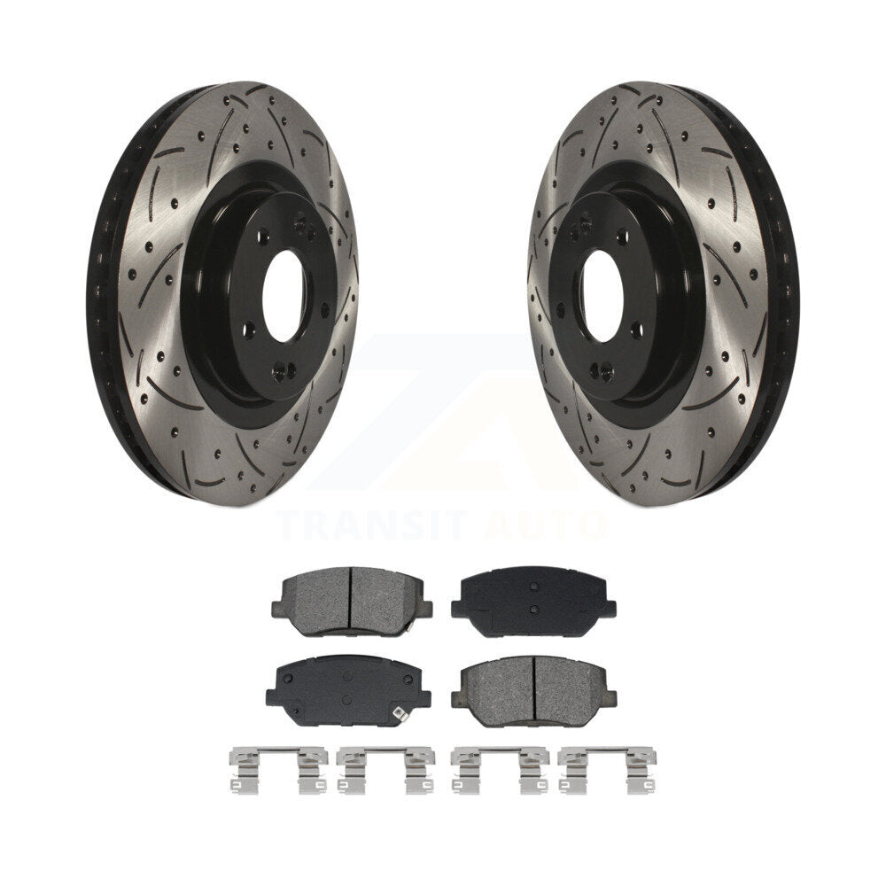 Kit de plaquettes de frein semi-métalliques pour rotors de frein à fente avant percés pour Hyundai Santa F 19-20