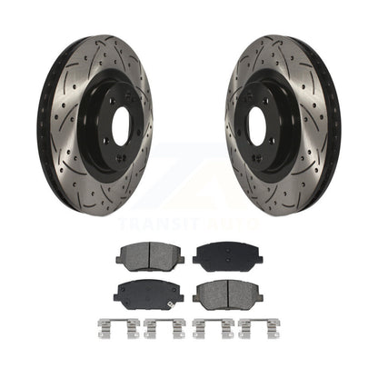 Kit de plaquettes de frein semi-métalliques pour rotors de frein à fente avant percés pour Hyundai Santa F 19-20