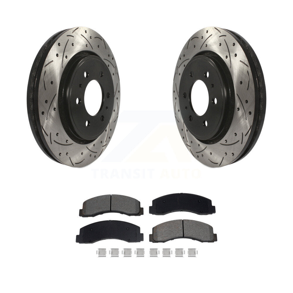 Rotor de frein à fente percée avant et Kit de plaquettes semi-métalliques pour Ford F-150 Expeditio