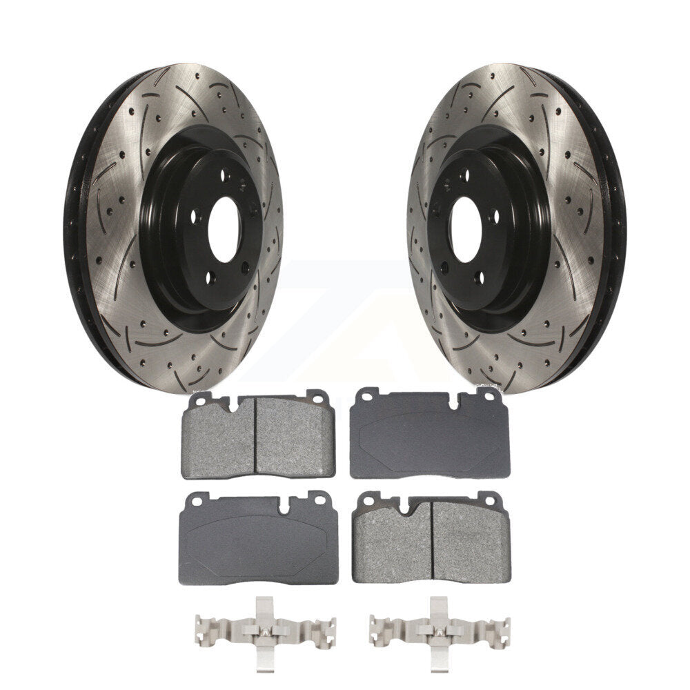 Kit de plaquettes semi-métalliques de rotors de frein à disque fendus percés à revêtement avant pour Audi Q