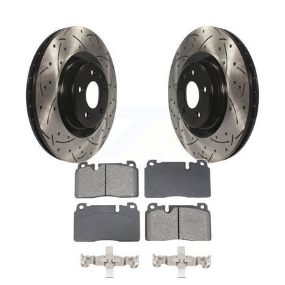 Kit de plaquettes semi-métalliques de rotors de frein à disque fendus percés à revêtement avant pour Audi Q