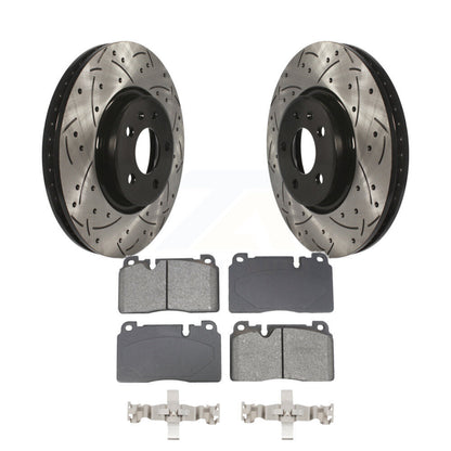 Kit de plaquettes semi-métalliques de rotors de frein à disque fendus percés à revêtement avant pour Audi Q