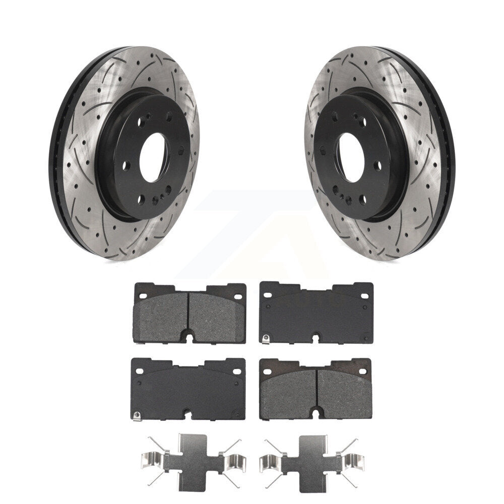 Kit de plaquettes semi-métalliques de Rotor de frein à fente avant percée pour GMC Chevrolet Silverad
