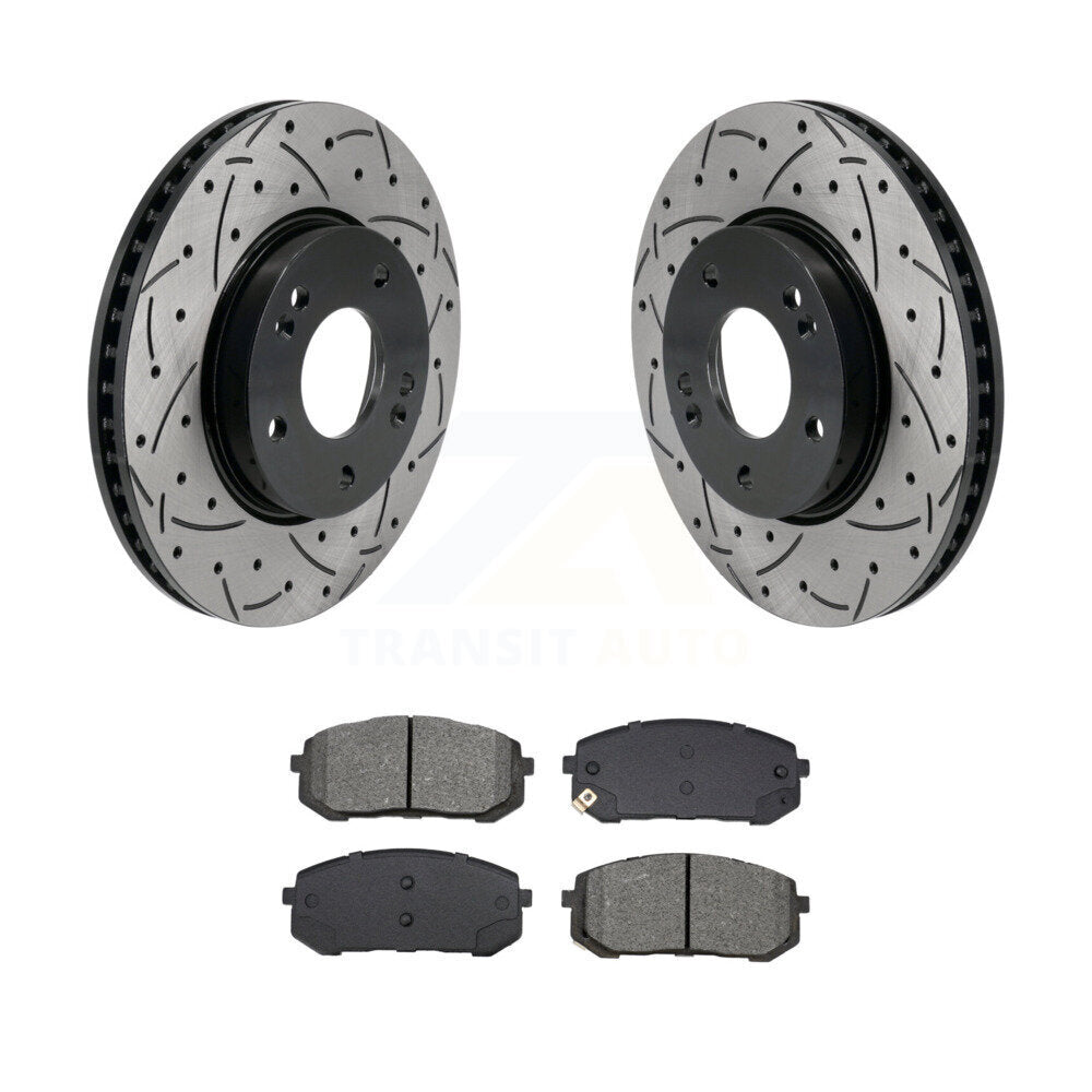 Kit de plaquettes semi-métalliques de Rotor de frein à disque de fente de forage de couche avant pour Hyundai Elantr