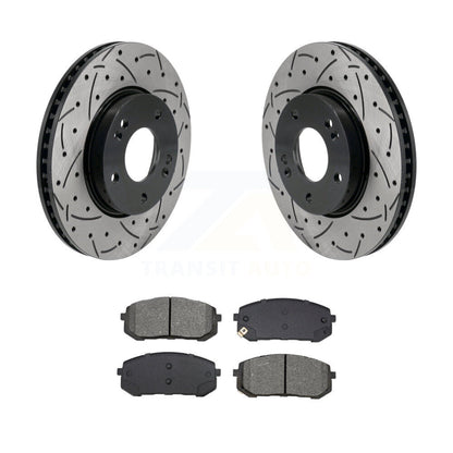 Kit de plaquettes semi-métalliques de Rotor de frein à disque de fente de forage de couche avant pour Hyundai Elantr