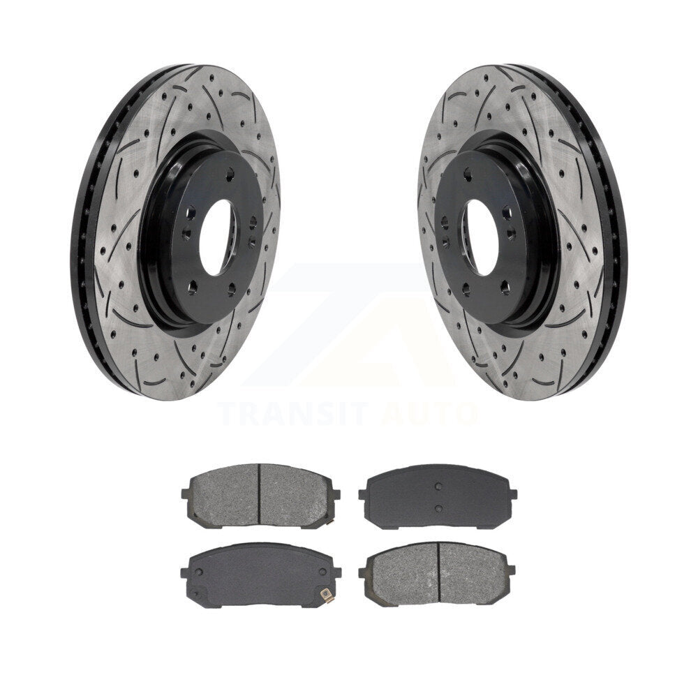 Kit de plaquettes semi-métalliques de Rotor de frein de fente de forage avant pour Hyundai Elantra Sonata E
