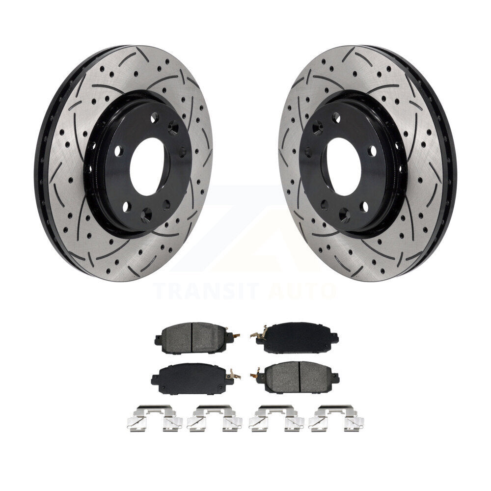 Kit de plaquettes semi-métalliques de rotors de frein à disque de fente de forage avant pour Nissan kick Sentr