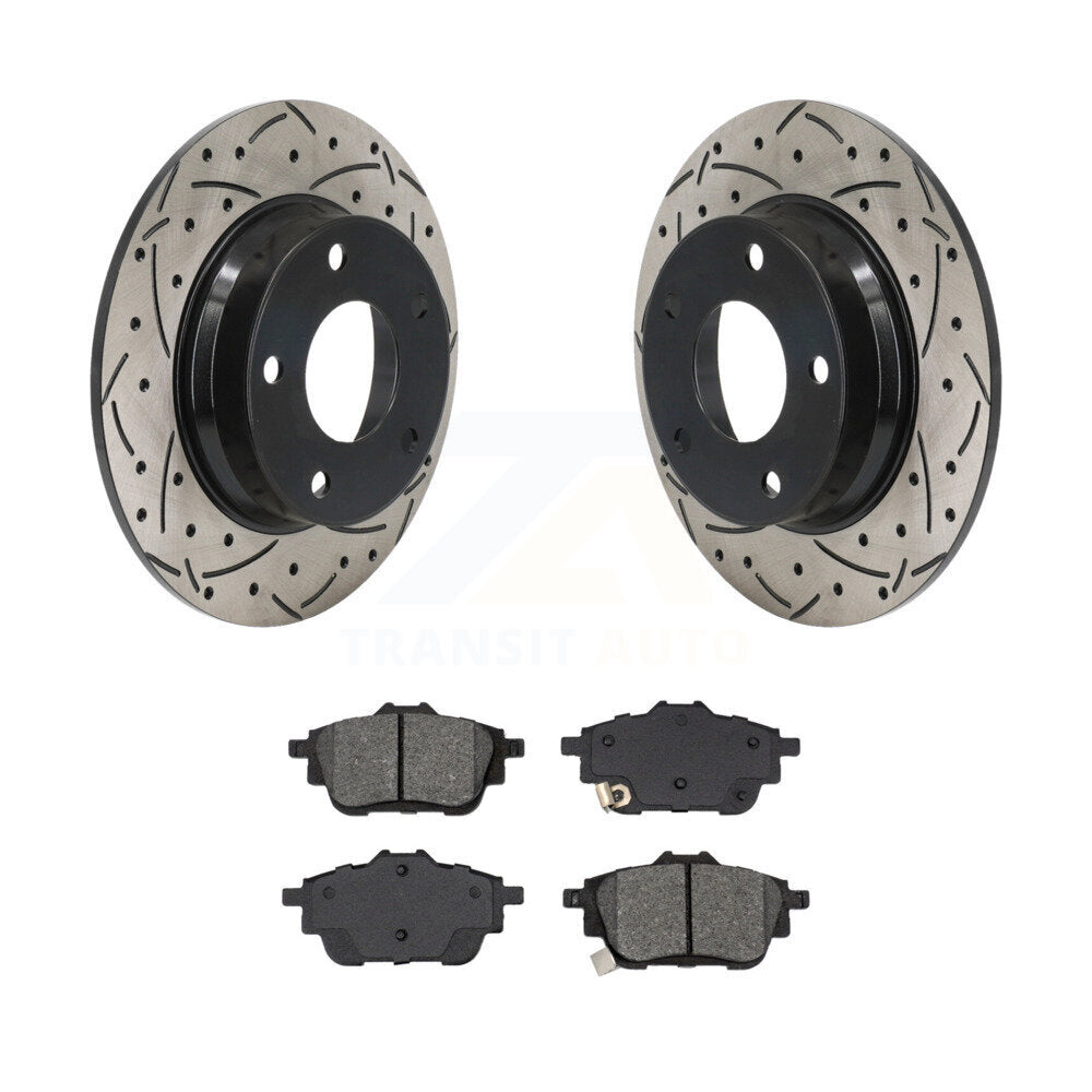 Kit de plaquettes semi-métalliques de rotors de frein à disque de fente de forage enduit arrière pour Nissan Sentr
