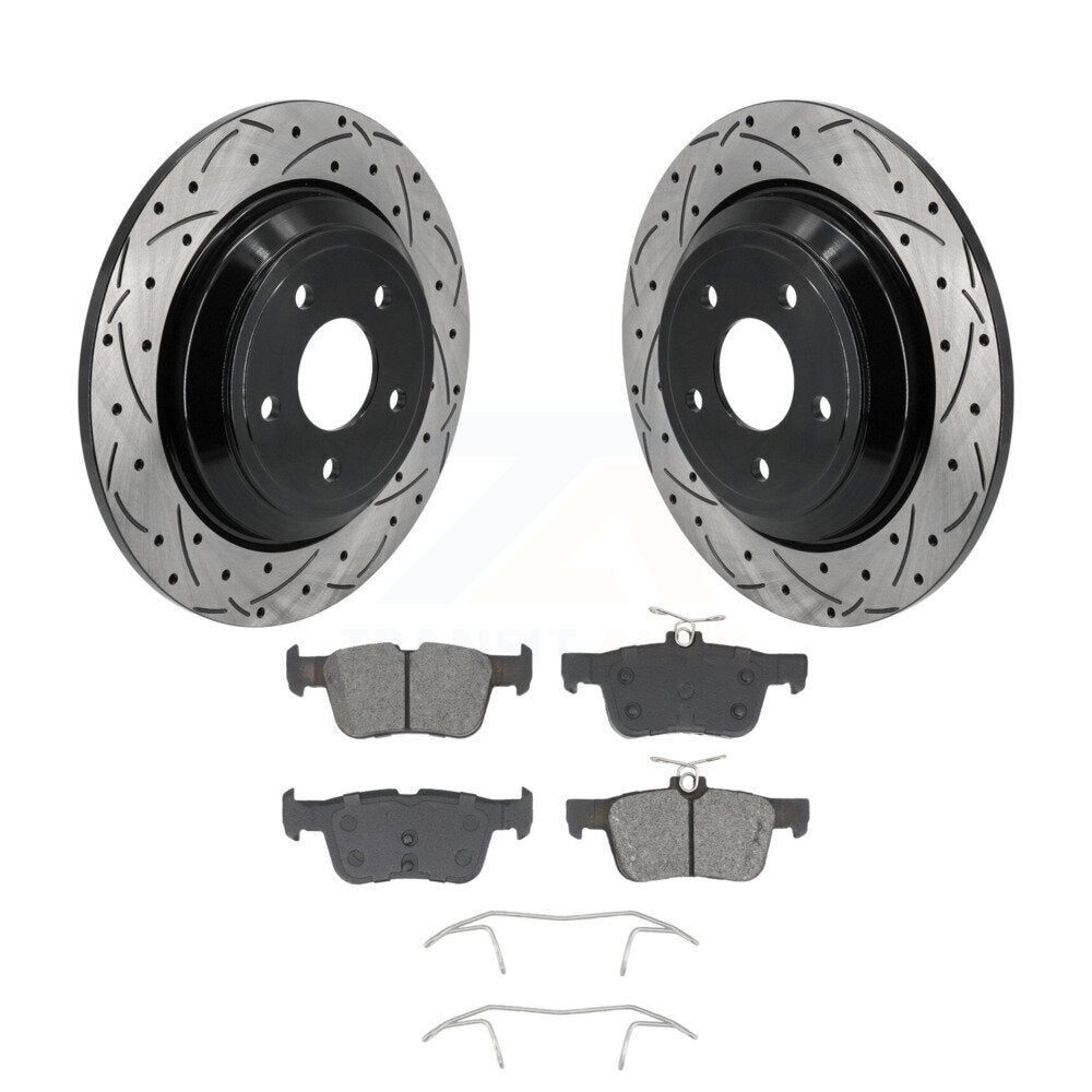 Kit de plaquettes semi-métalliques de Rotor de frein à fente arrière percée pour Ford Escape Bronco Spor