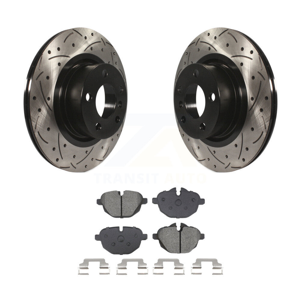 Kit de plaquettes semi-métalliques de Rotor de frein à disque fendu percé à revêtement arrière pour BMW X3 X
