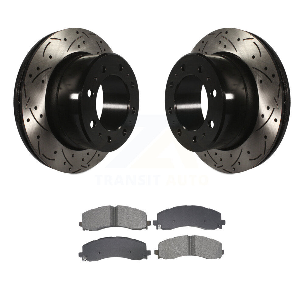 Rotors de frein à disque à fente de perçage arrière, Kit de plaquettes semi-métalliques pour Ram 2500 350