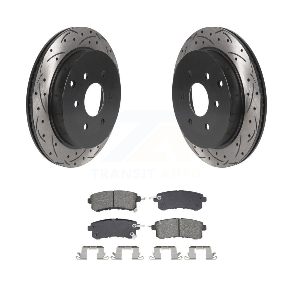 Kit de plaquettes semi-métalliques de rotors de frein de fente de forage arrière pour INFINITI QX80 Nissan QX5