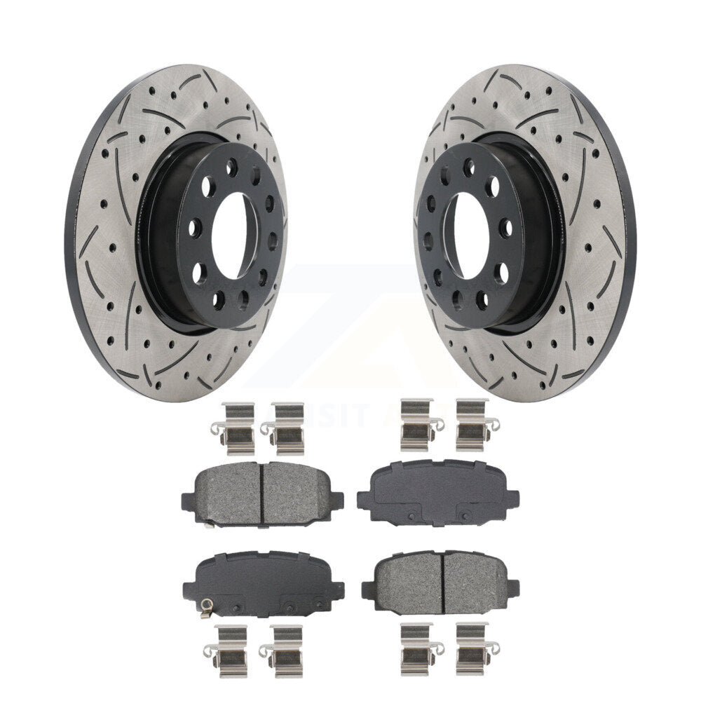 Kit de plaquettes semi-métalliques de Rotor de frein à disque à fente percée à revêtement arrière pour Jeep Compas