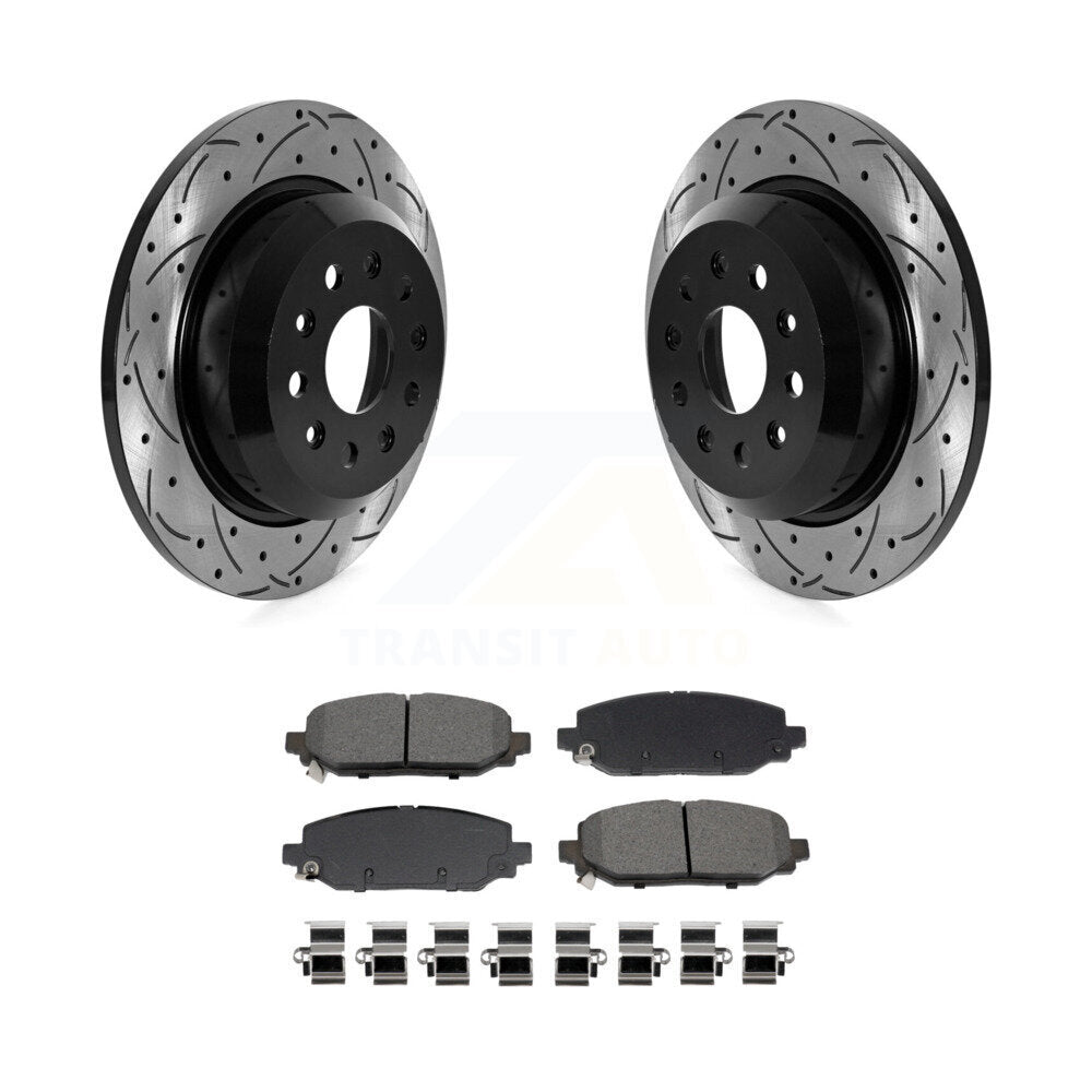 Kit de plaquettes semi-métalliques de Rotor de frein à disque de fente de forage arrière pour Jeep Wrangler Rubico