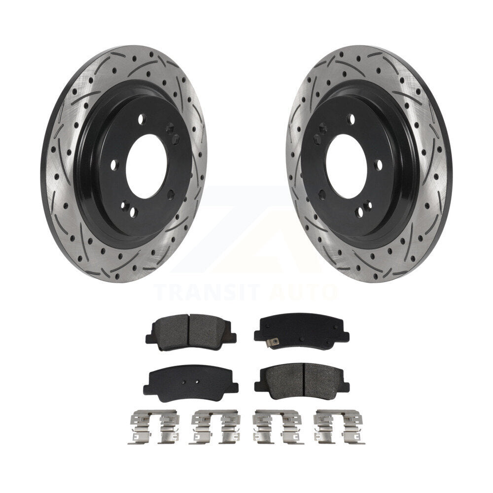 Kit de plaquettes semi-métalliques de Rotor de frein de fente de forage arrière pour Hyundai Sonata Kia Niro E