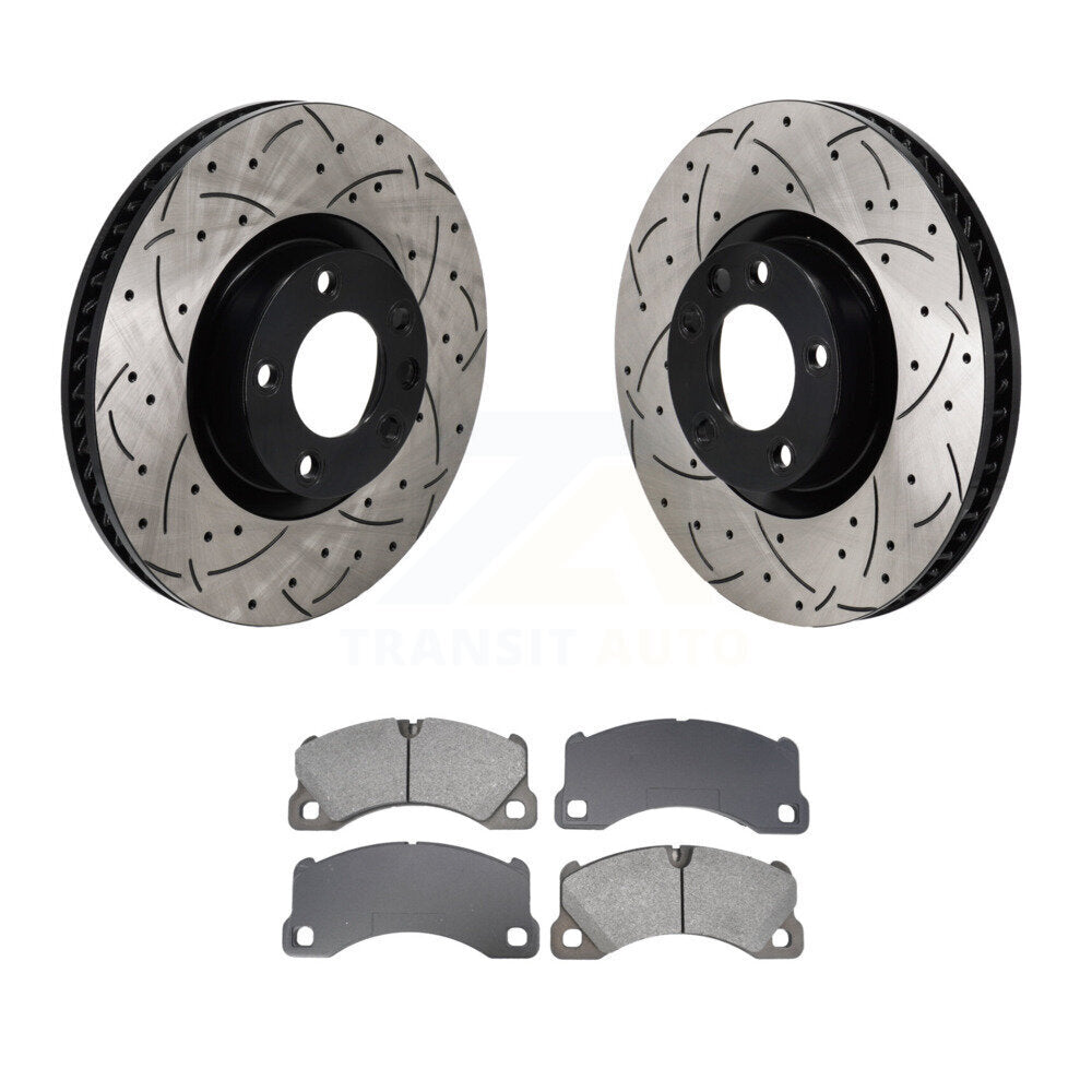 Kit de plaquettes semi-métalliques de Rotor de frein à disque à fente avant percée pour Volkswagen Touare