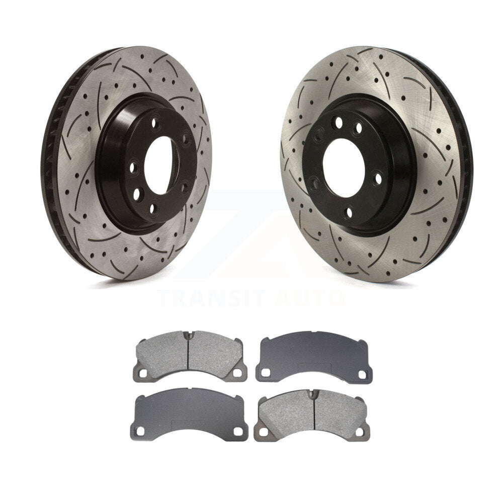 Kit de plaquettes semi-métalliques de Rotor de frein à disque de fente de forage de couche avant pour Porsche Cayenn