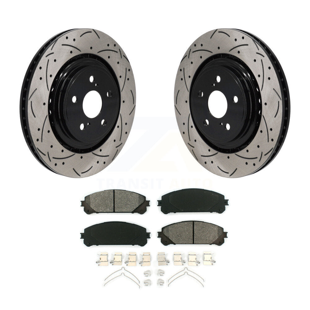 Kit de plaquettes semi-métalliques de Rotor de frein à fente avant percée pour Toyota Highlande 20-22