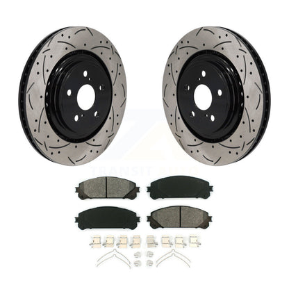 Kit de plaquettes semi-métalliques de Rotor de frein à fente avant percée pour Toyota Highlande 20-22
