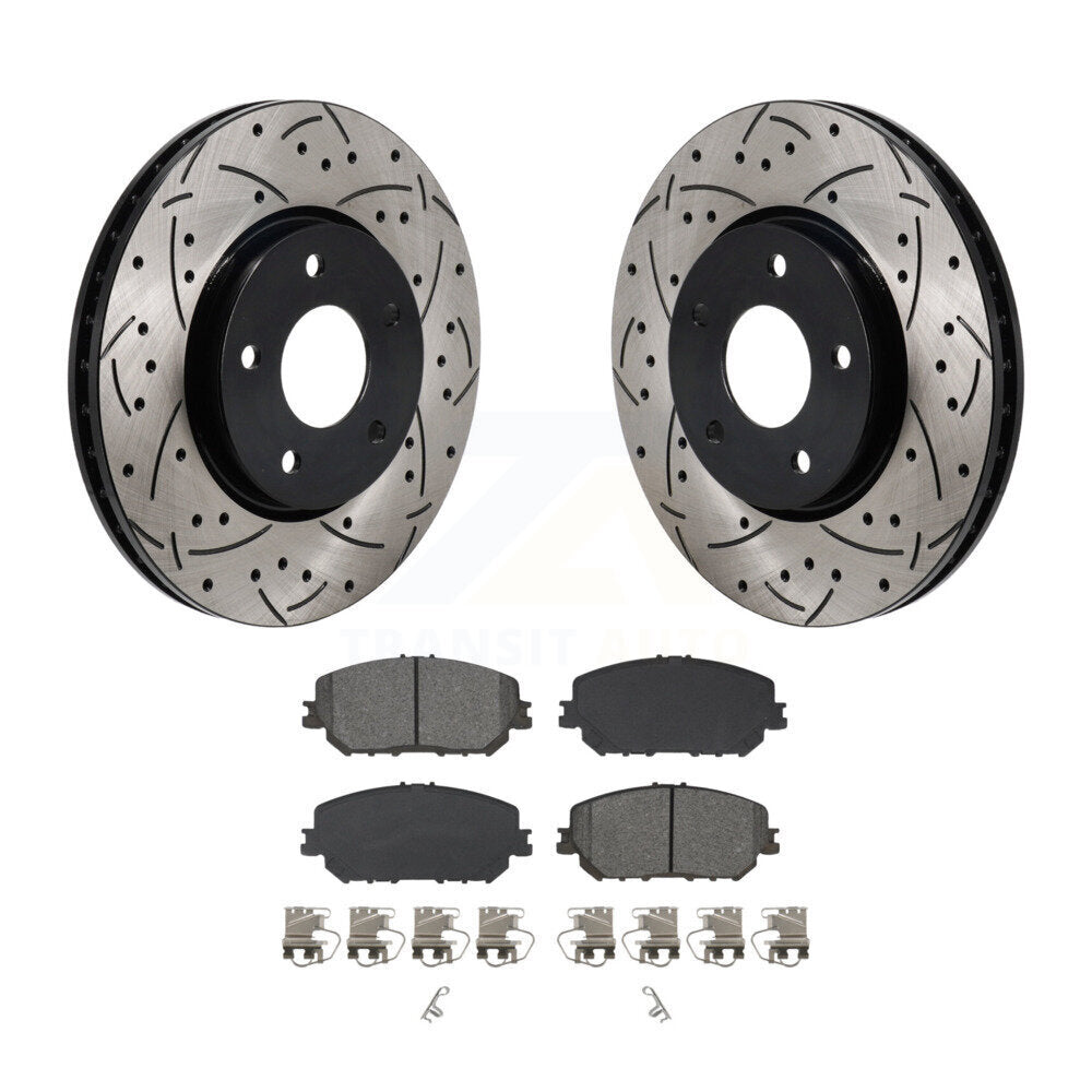 Kit de plaquettes semi-métalliques de rotors de frein à disque de fente de forage enduit avant pour Nissan Rogu