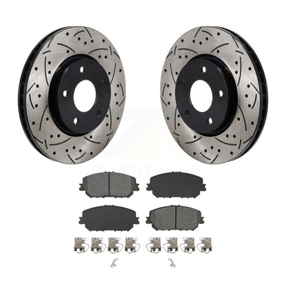 Kit de plaquettes semi-métalliques de rotors de frein à disque de fente de forage enduit avant pour Nissan Rogu