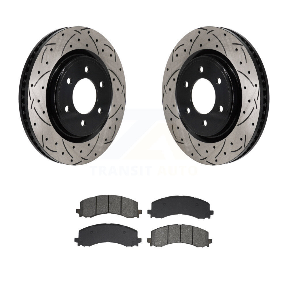 Kit de plaquettes semi-métalliques de Rotor de frein de fente de forage avant pour Ford F-150 Bronco Lincol