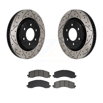 Kit de plaquettes semi-métalliques de Rotor de frein de fente de forage avant pour Ford F-150 Bronco Lincol