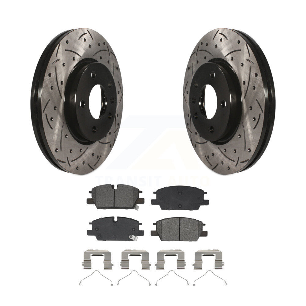 Rotor de frein à fente percée avant et Kit de plaquettes semi-métalliques pour Chevrolet GMC Terrai