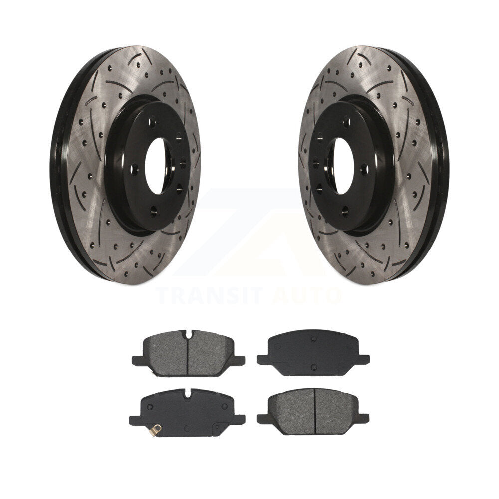 Kit de plaquettes semi-métalliques de Rotor de frein à disque à fente percée à revêtement avant pour GMC Terrai