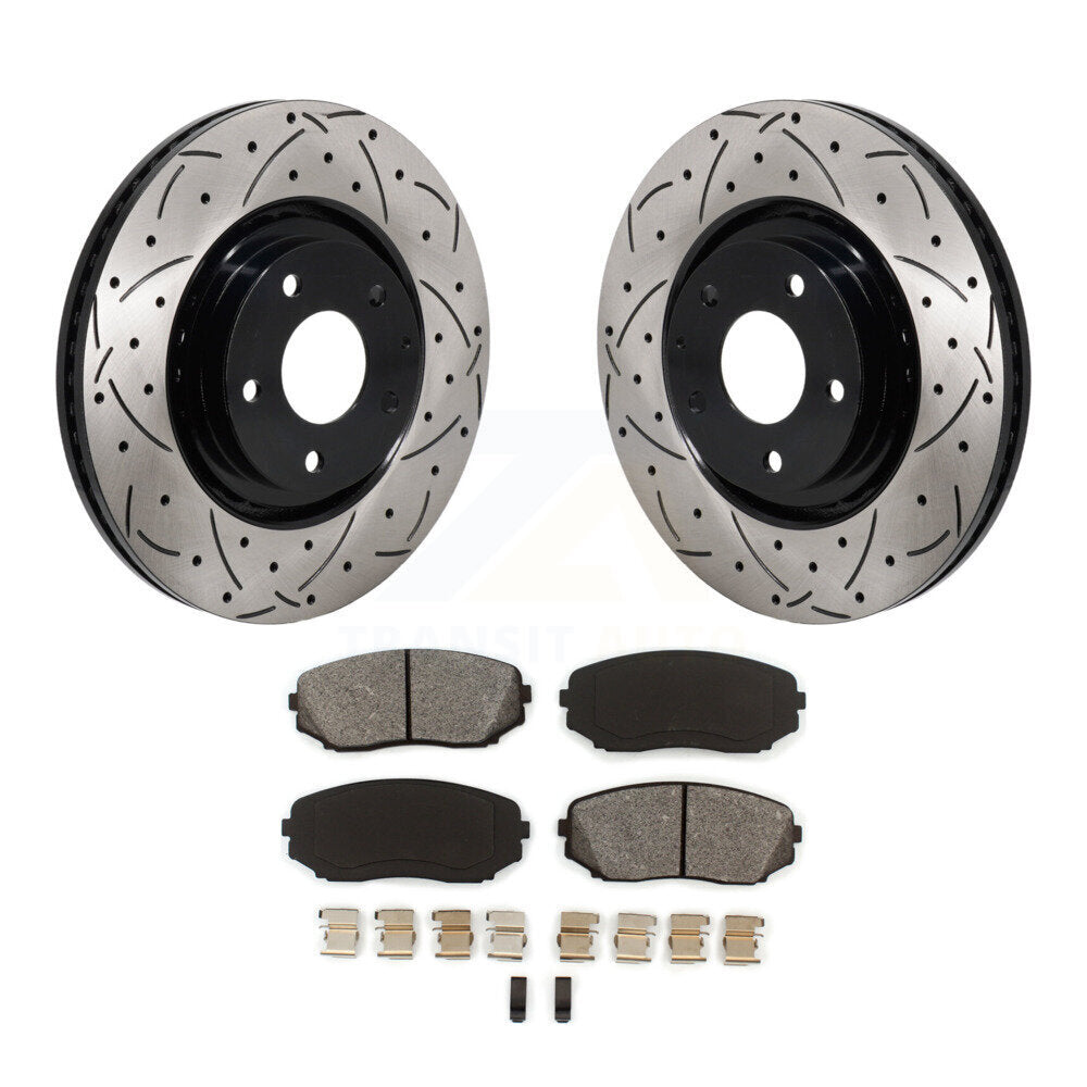 Kit de plaquettes semi-métalliques de Rotor de frein à disque de fente de forage de couche avant pour Mazda CX-5 CX-