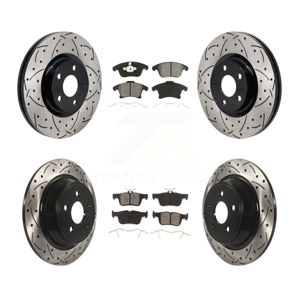 Rotor de frein à fente percée avant et arrière et Kit de plaquettes semi-métalliques pour Lincoln MKZ 2.0