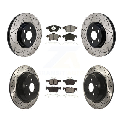 Rotor de frein à fente percée avant et arrière et Kit de plaquettes semi-métalliques pour Lincoln MKZ 2.0