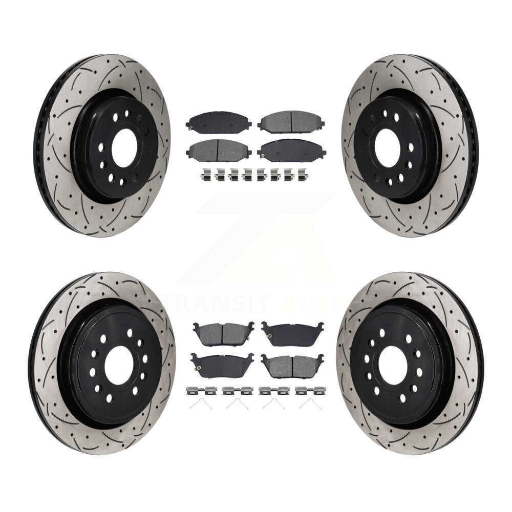 Rotors de frein à fente avant et arrière, Kit de plaquettes semi-métalliques pour Ram 1500 Jeep Gran