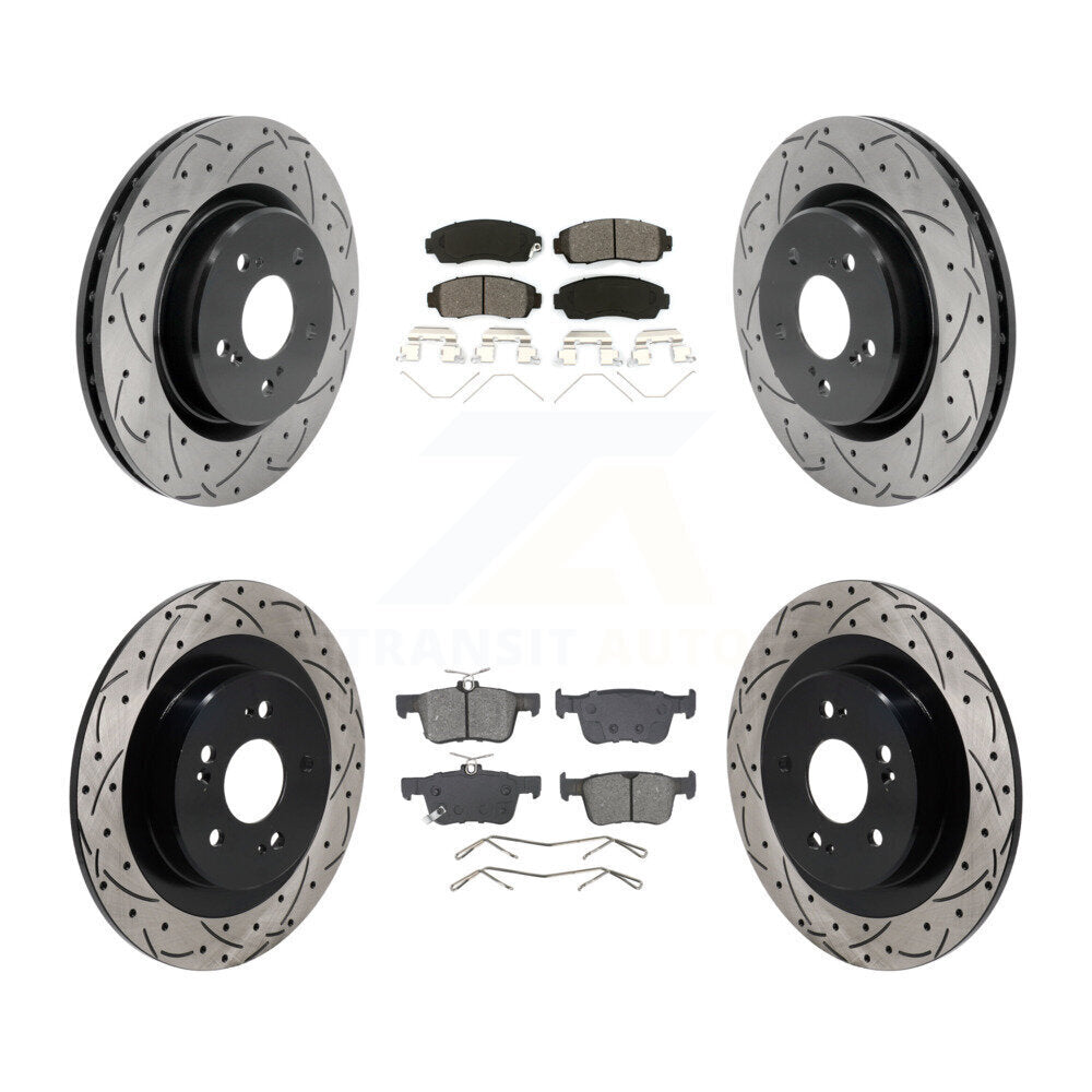 Kit de plaquettes semi-métalliques de Rotor de frein de fente de forage avant et arrière pour Acura TLX 2.0 21-23