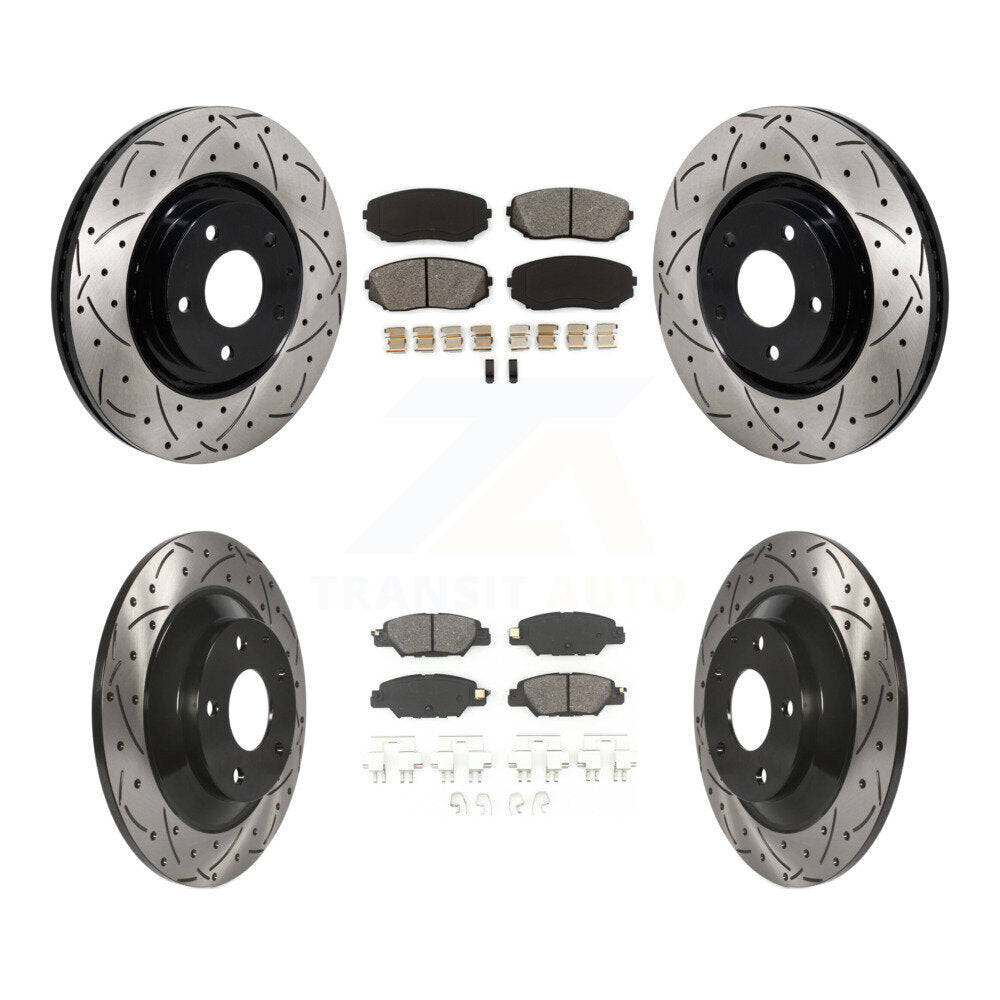 Kit de plaquettes semi-métalliques de Rotor de frein à disque de fente de forage de manteau avant et arrière pour Mazda CX-