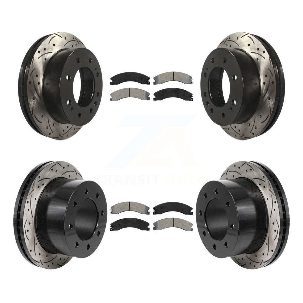 Kit de plaquettes semi-métalliques de Rotor de frein à fente avant et arrière, pour GMC Sierra 3500 H