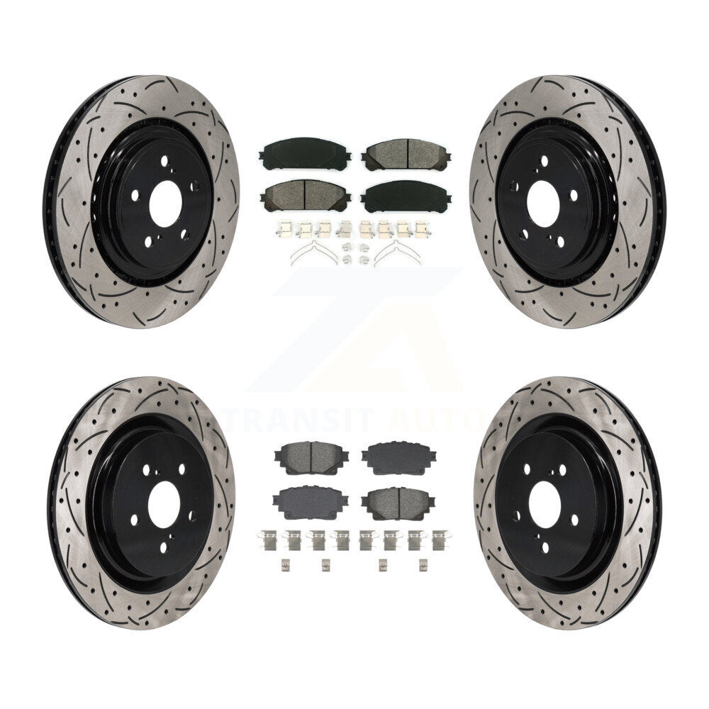 Kit de plaquettes de frein semi-métalliques pour rotors de frein à fente avant et arrière pour Toyota Highlande