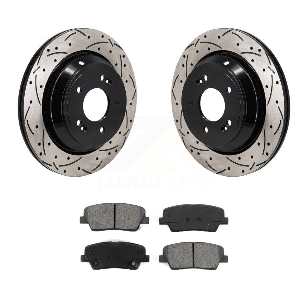 Rotor de frein à fente percée arrière et Kit de plaquettes semi-métalliques pour Hyundai Equus Kia K90
