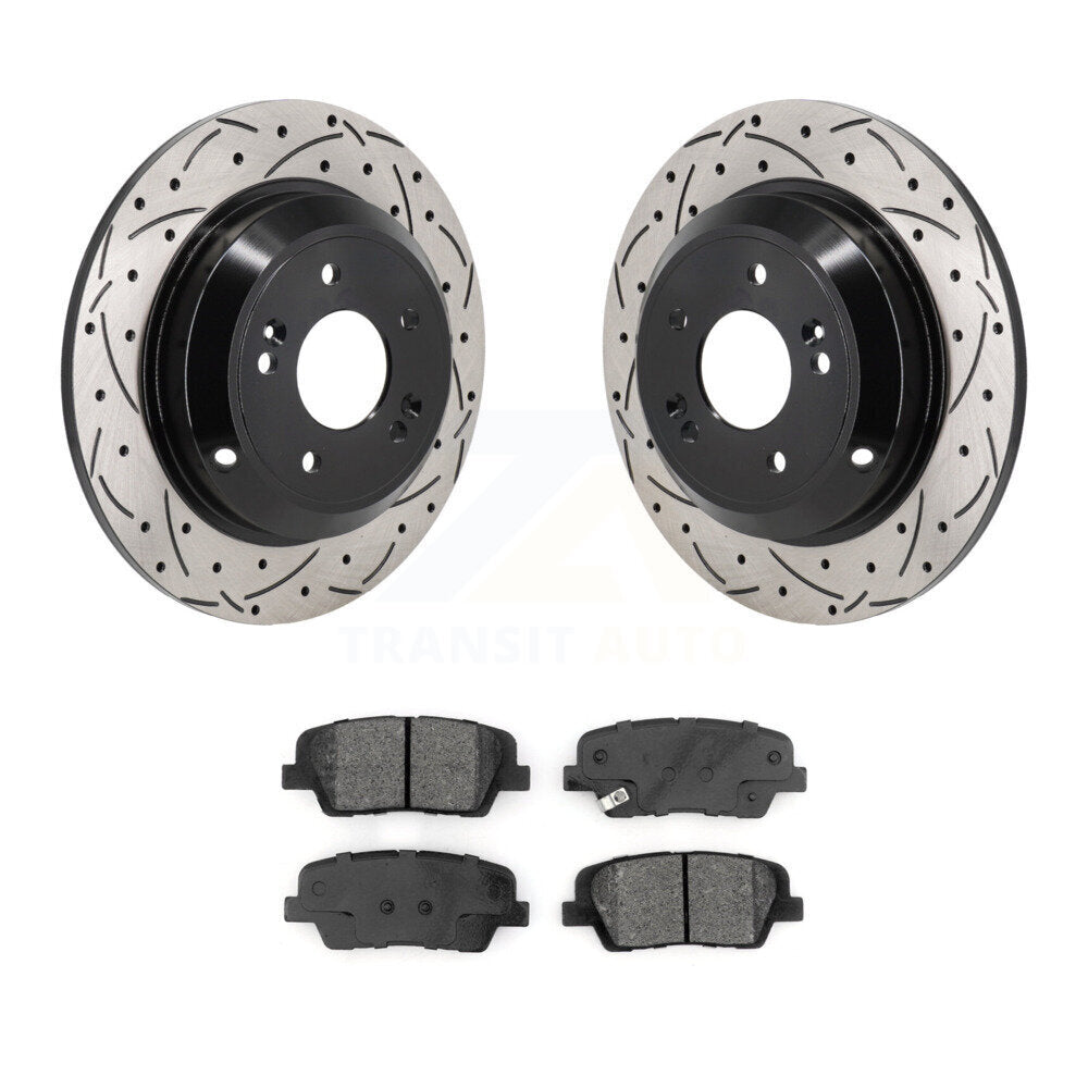Rotors de frein à fente arrière percés, Kit de plaquettes semi-métalliques pour Genesis G70 Kia Stinge
