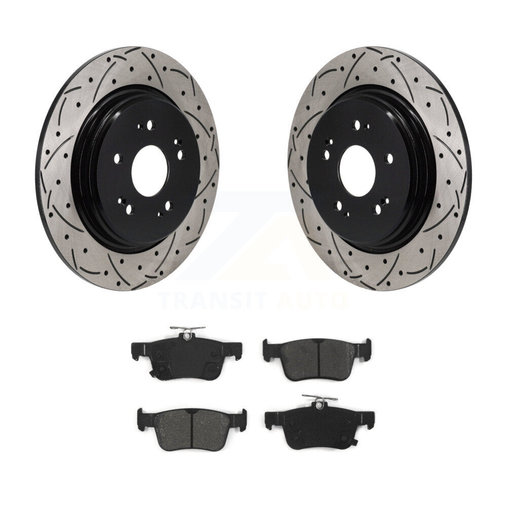 Kit de plaquettes semi-métalliques de Rotor de frein à disque à fente arrière percée pour Acura RD 2019 – 2021