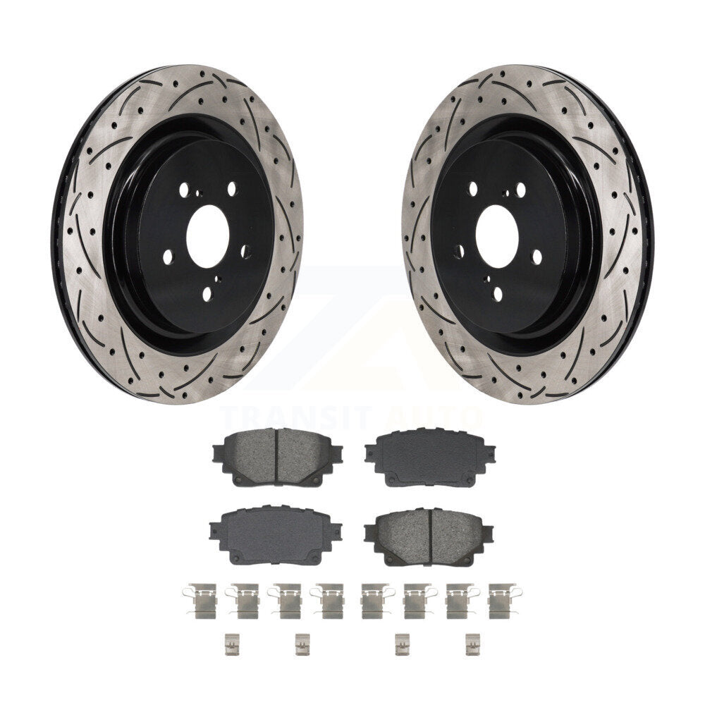 Rotors de frein à fente arrière percés, Kit de plaquettes semi-métalliques pour Toyota Highlander Lexu