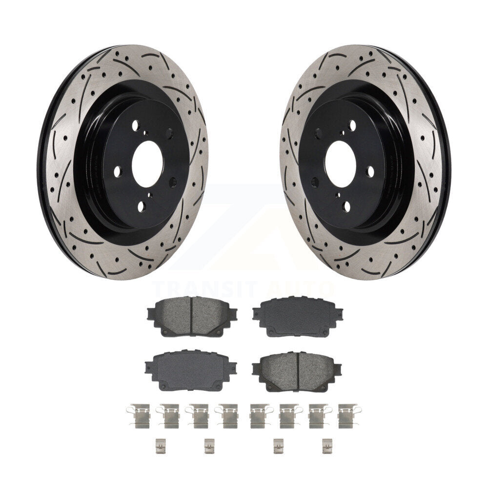 Kit de plaquettes semi-métalliques de Rotor de frein à fente arrière percée pour Toyota Sienna Lexus RAV