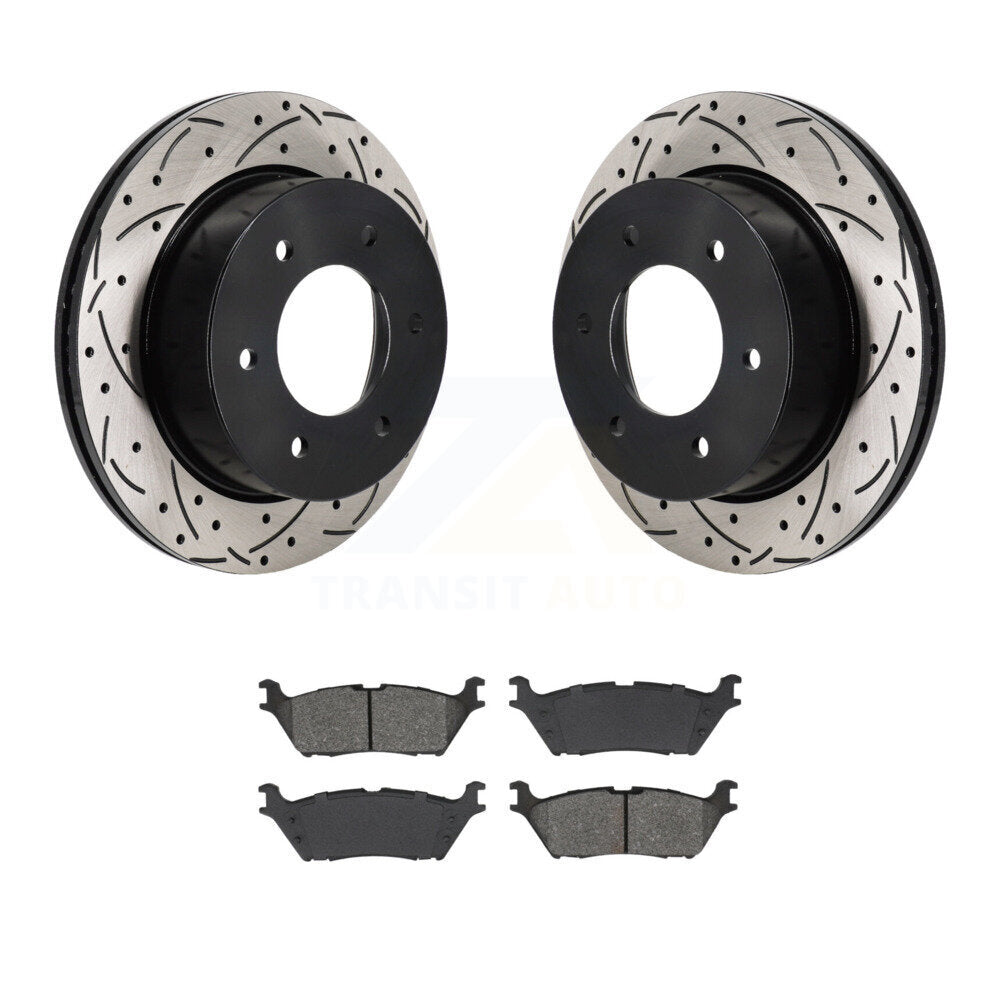 Kit de plaquettes semi-métalliques de Rotor de frein à fente de forage arrière pour Ford Bronco 2022 2023 3.0