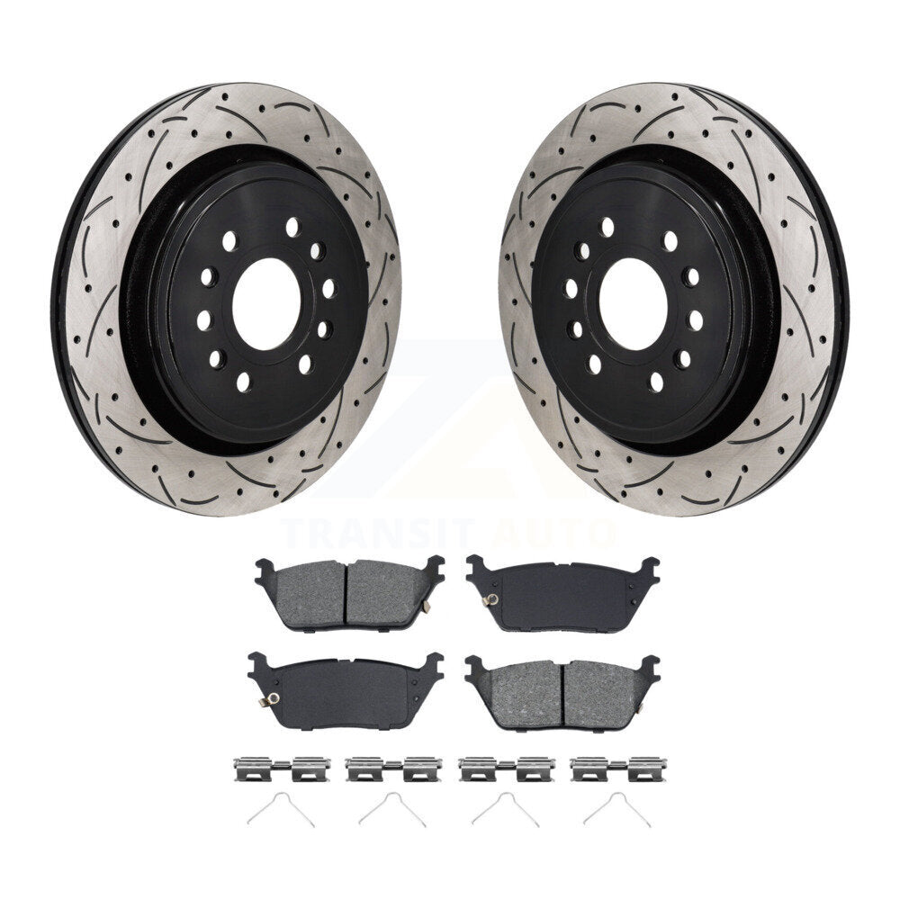 Kit de plaquettes semi-métalliques de Rotor de frein à fente arrière percée pour Ram 1500 Jeep Wagoneer