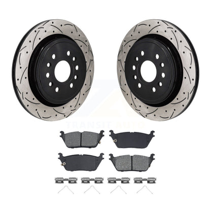 Kit de plaquettes semi-métalliques de Rotor de frein à fente arrière percée pour Ram 1500 Jeep Wagoneer