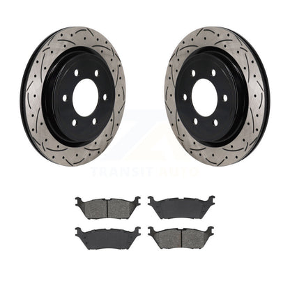 Kit de plaquettes semi-métalliques de rotors de frein à disque de fente de forage arrière pour Ford F-150 Lightnin