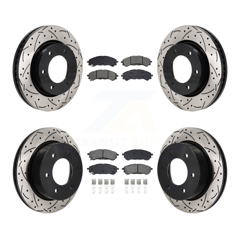Kit de plaquettes de frein semi-métalliques pour rotors de frein à fente avant et arrière, pour gamme Ford 19-23