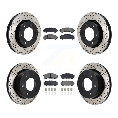 Kit de plaquettes de frein semi-métalliques pour rotors de frein à fente avant et arrière, pour gamme Ford 19-23