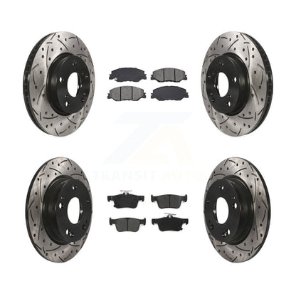 Rotor de frein à disque à fente percée avant et arrière et Kit de plaquettes semi-métalliques pour Honda Civi