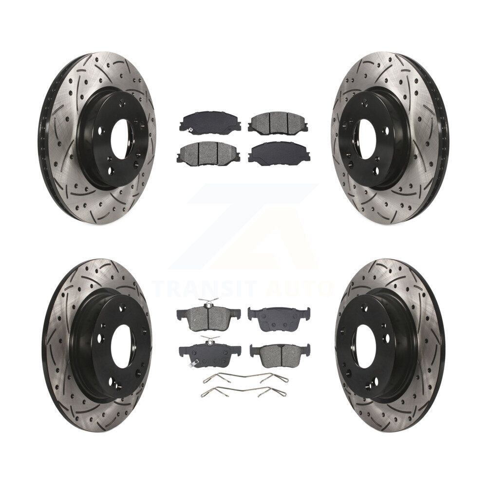 Kit de plaquettes semi-métalliques de rotors de frein de fente de forage avant et arrière pour Honda Insigh 19-22